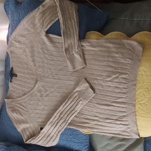 White House/Black Market women's neutral w gold sparkles small long-sleeved top